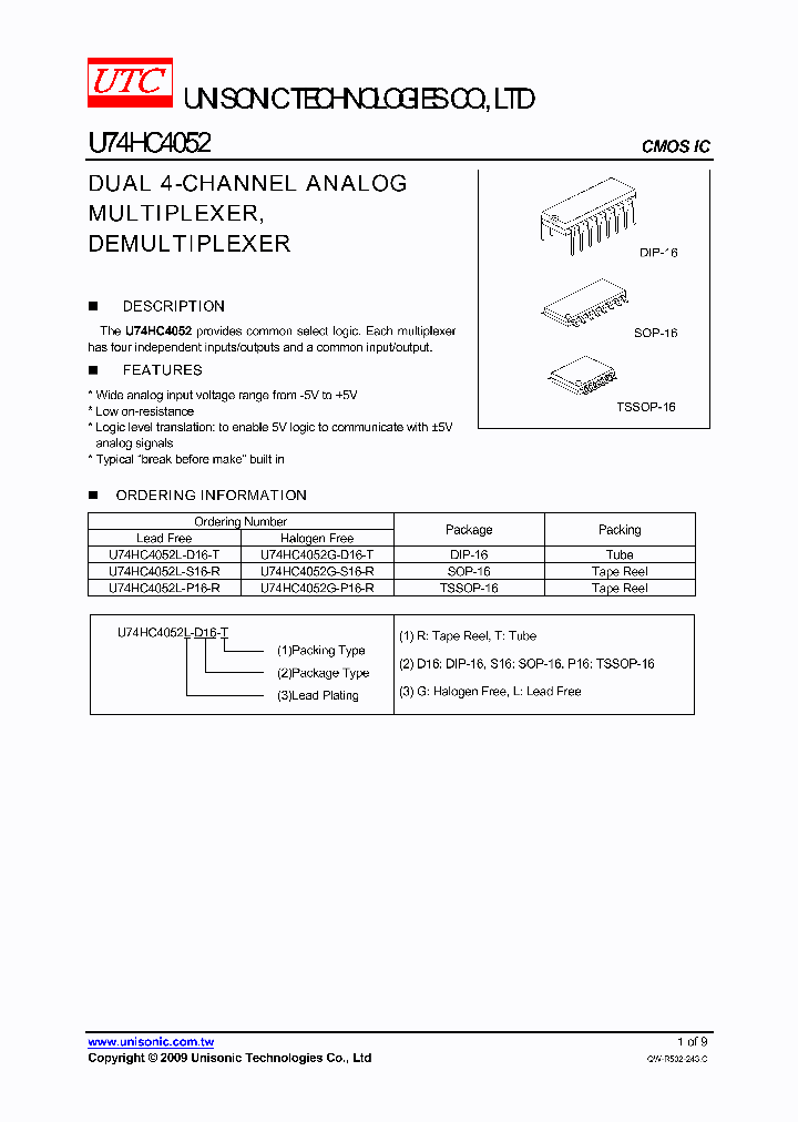 U74HC4052_7555320.PDF Datasheet