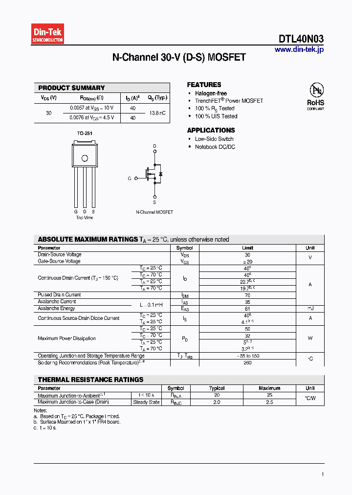 DTL40N03_7555374.PDF Datasheet