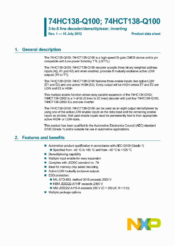 74HC138D-Q100_7556312.PDF Datasheet