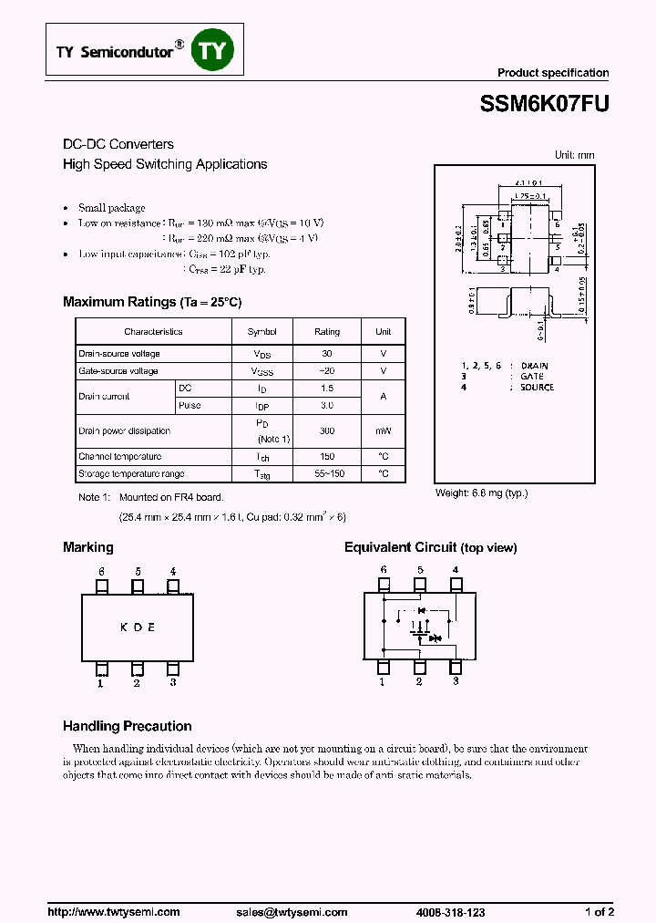 SSM6K07FU_7559699.PDF Datasheet