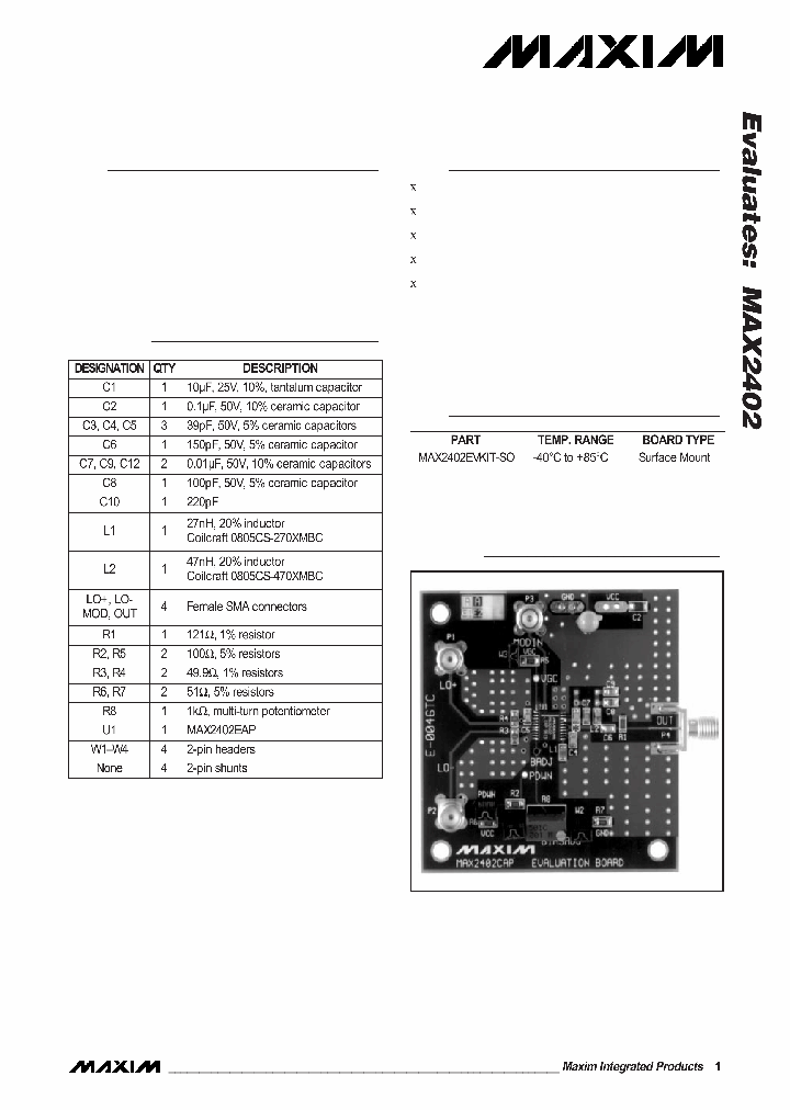 MAX2402EVKIT_7565614.PDF Datasheet