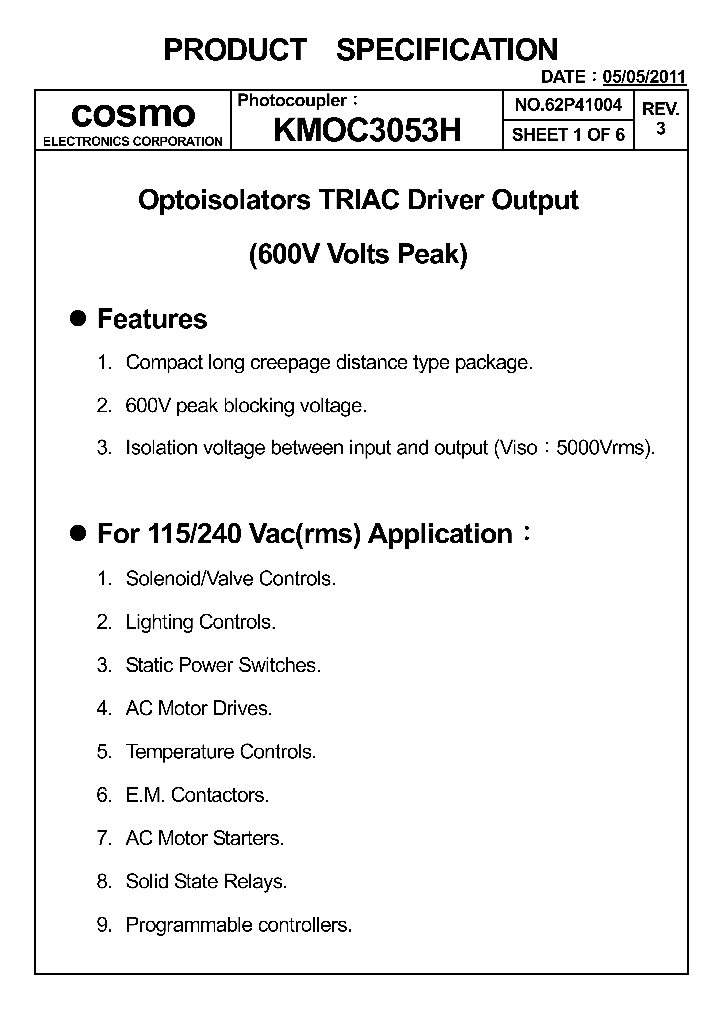 KMOC3053H_7567203.PDF Datasheet