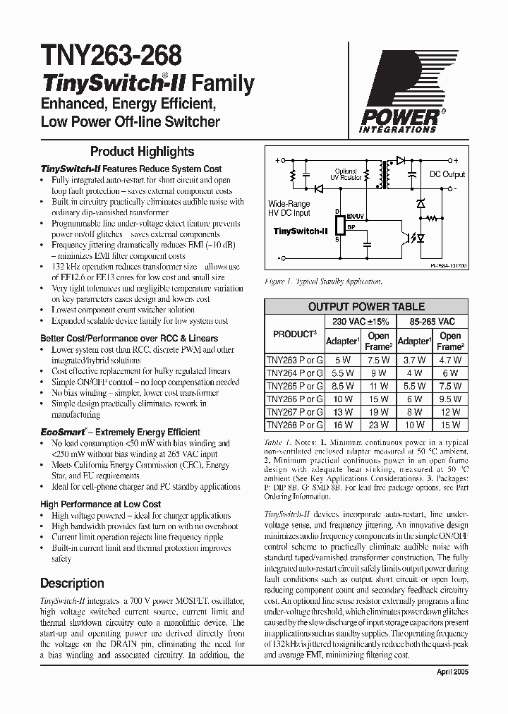 TNY264GTL_7568478.PDF Datasheet
