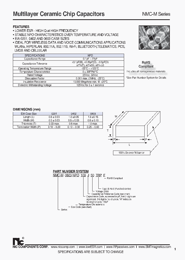 NMCM0603NPO10050TRPF_7569031.PDF Datasheet