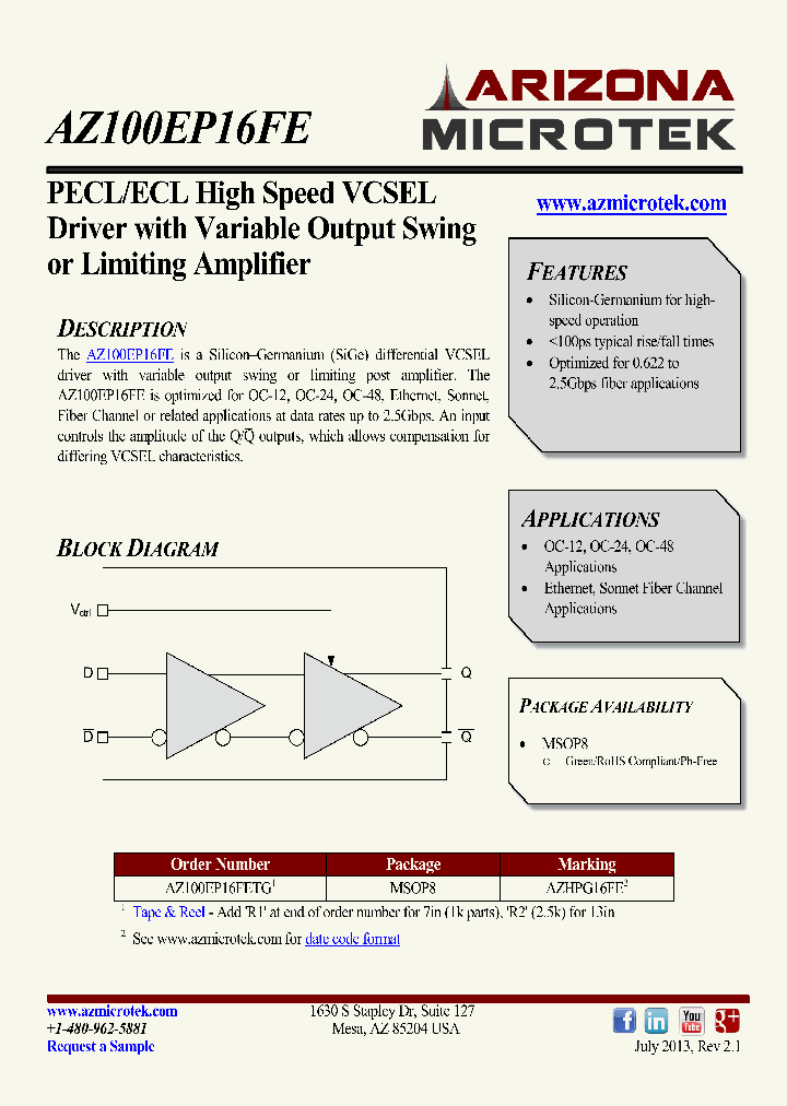 AZ100EP16FETG_7569255.PDF Datasheet