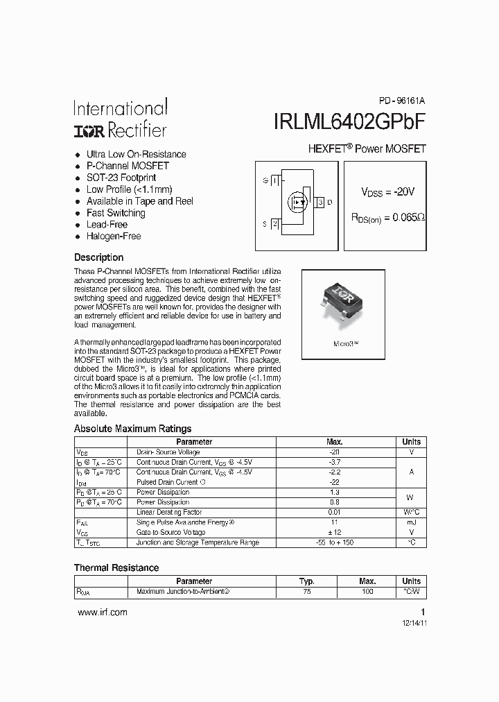 IRLML6402GTRPBF_7569339.PDF Datasheet
