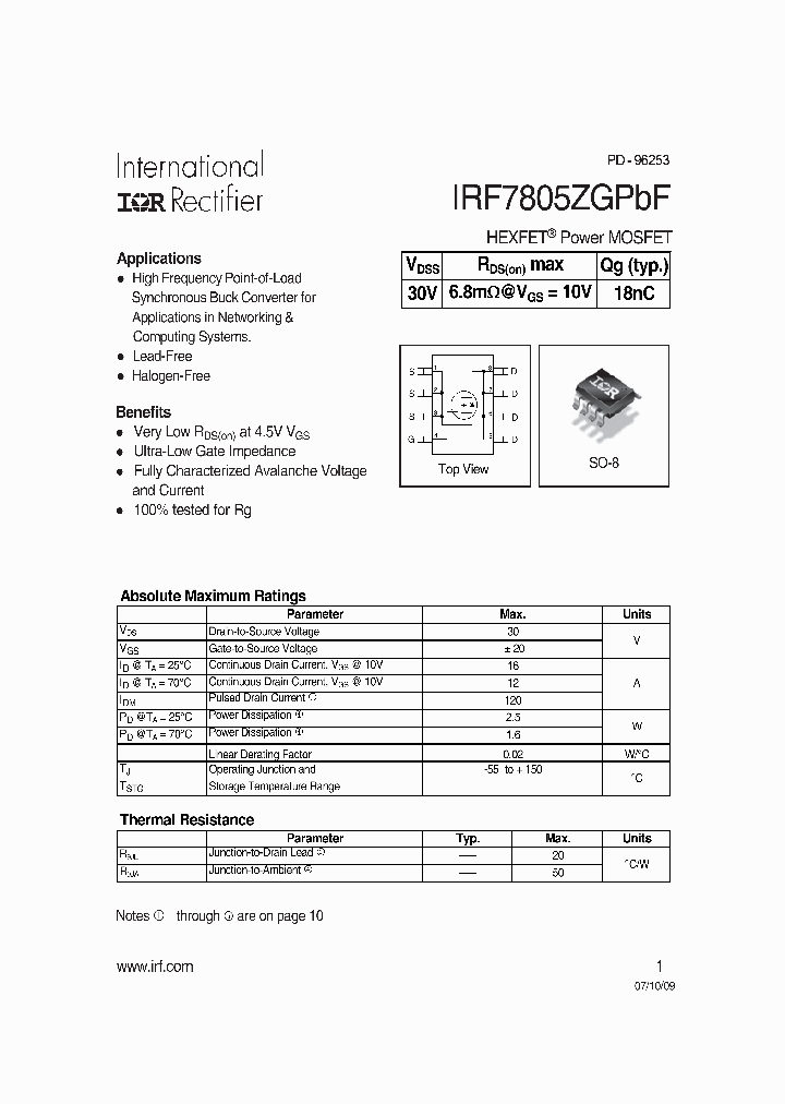 IRF7805ZGPBF_7571917.PDF Datasheet