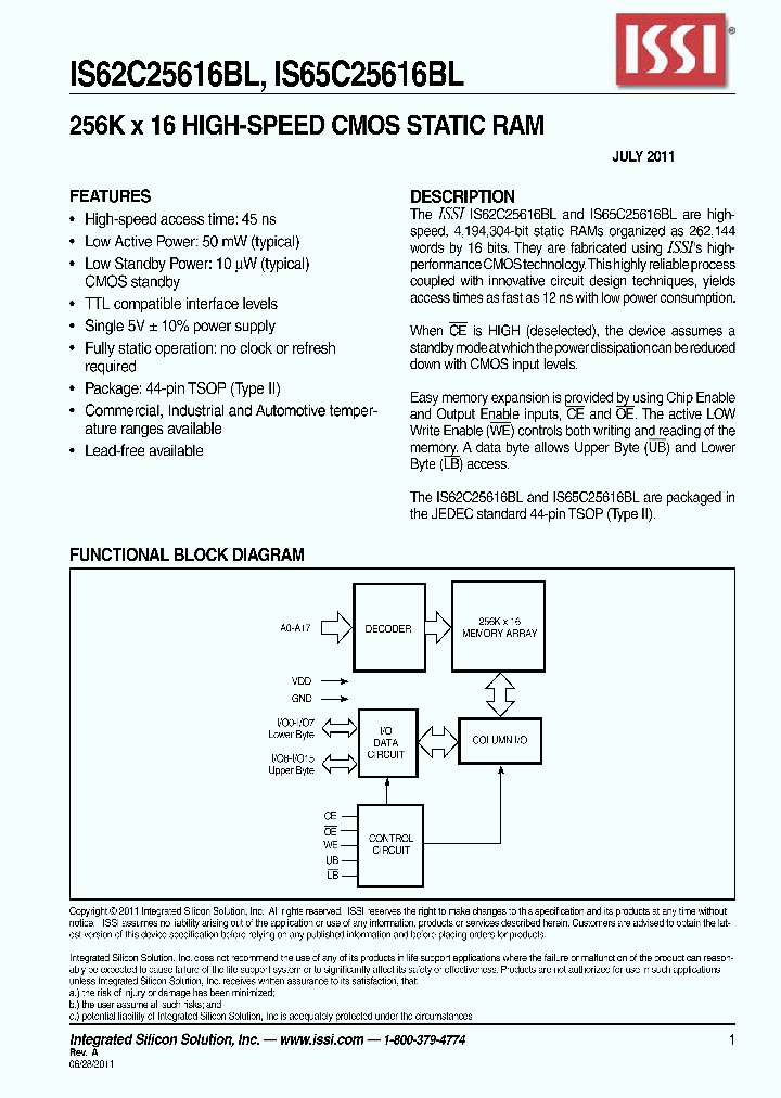 IS65C25616BL_7572283.PDF Datasheet