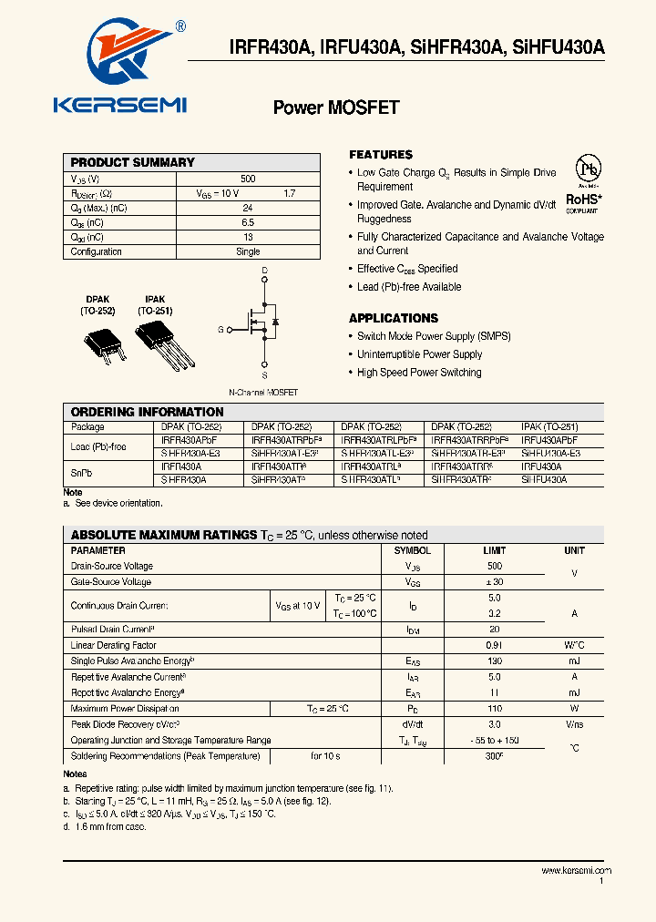 IRFR430APBF_7573855.PDF Datasheet