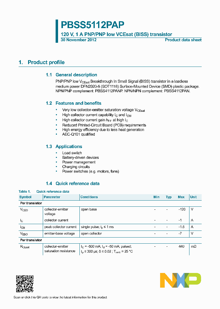 PBSS5112PAP_7574557.PDF Datasheet