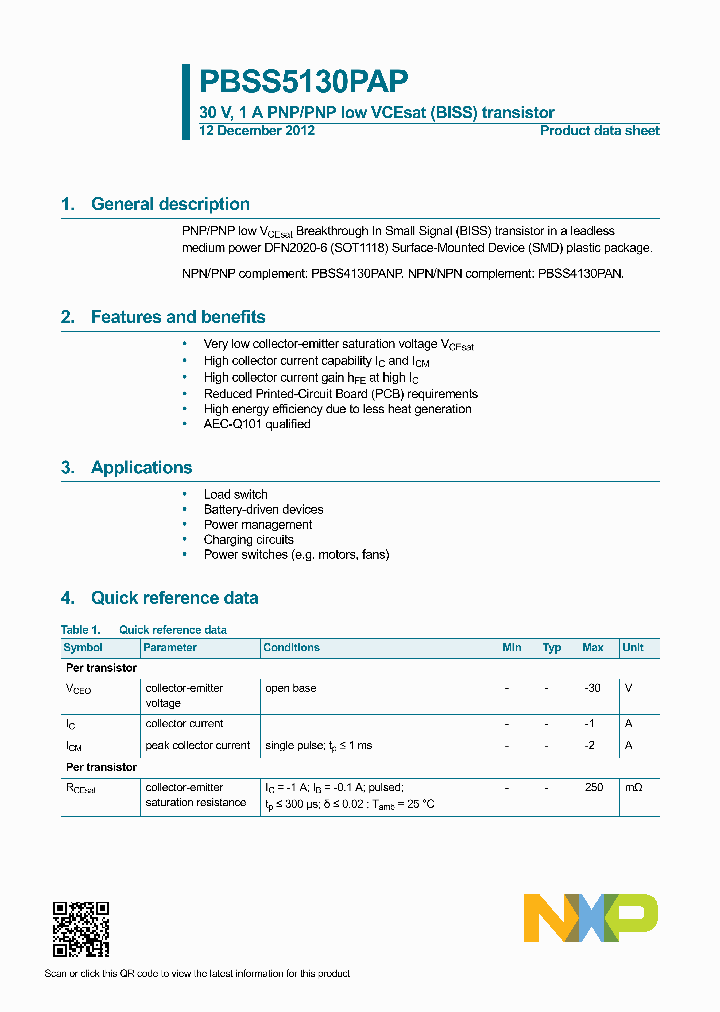 PBSS5130PAP_7574558.PDF Datasheet
