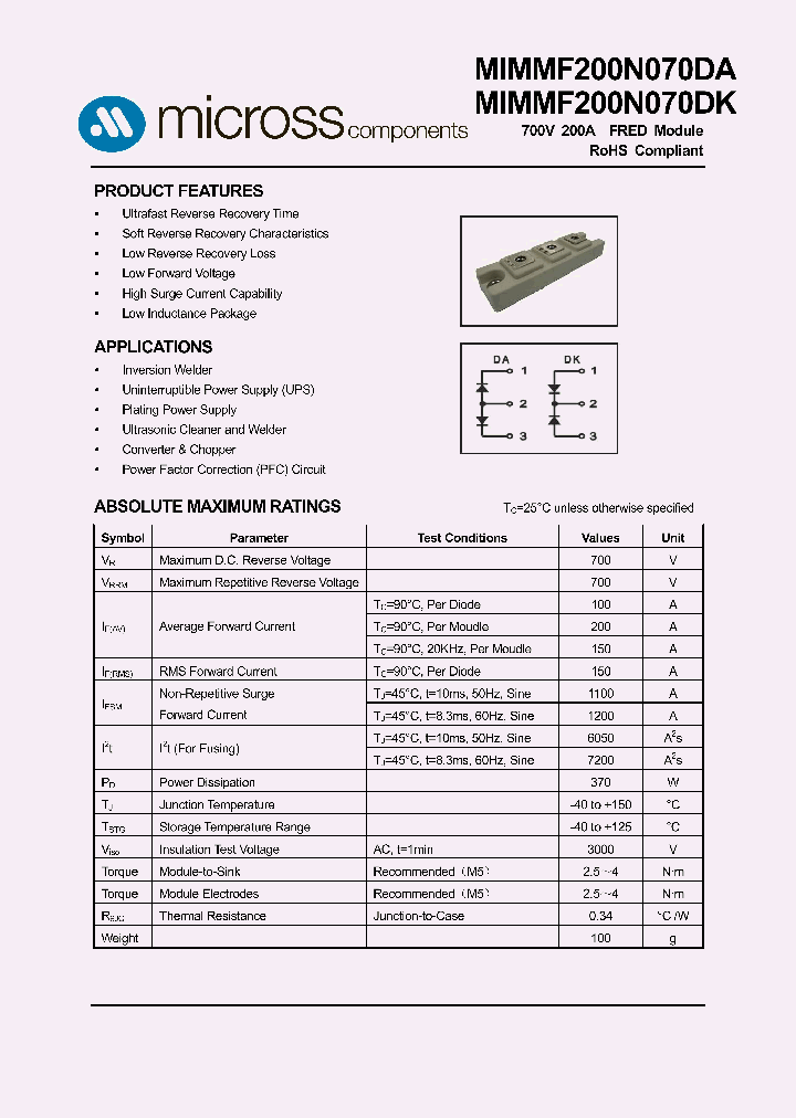 MIMMF200N070DA_7588150.PDF Datasheet