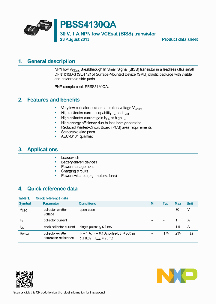 PBSS4130QA_7588741.PDF Datasheet