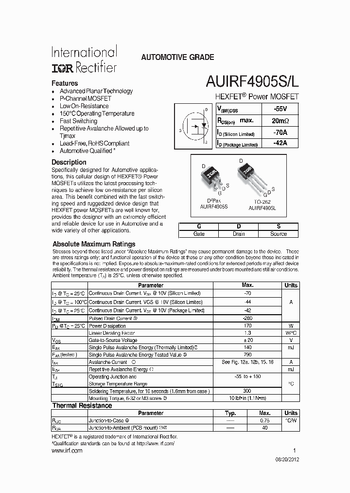 AUIRF4905L_7589573.PDF Datasheet