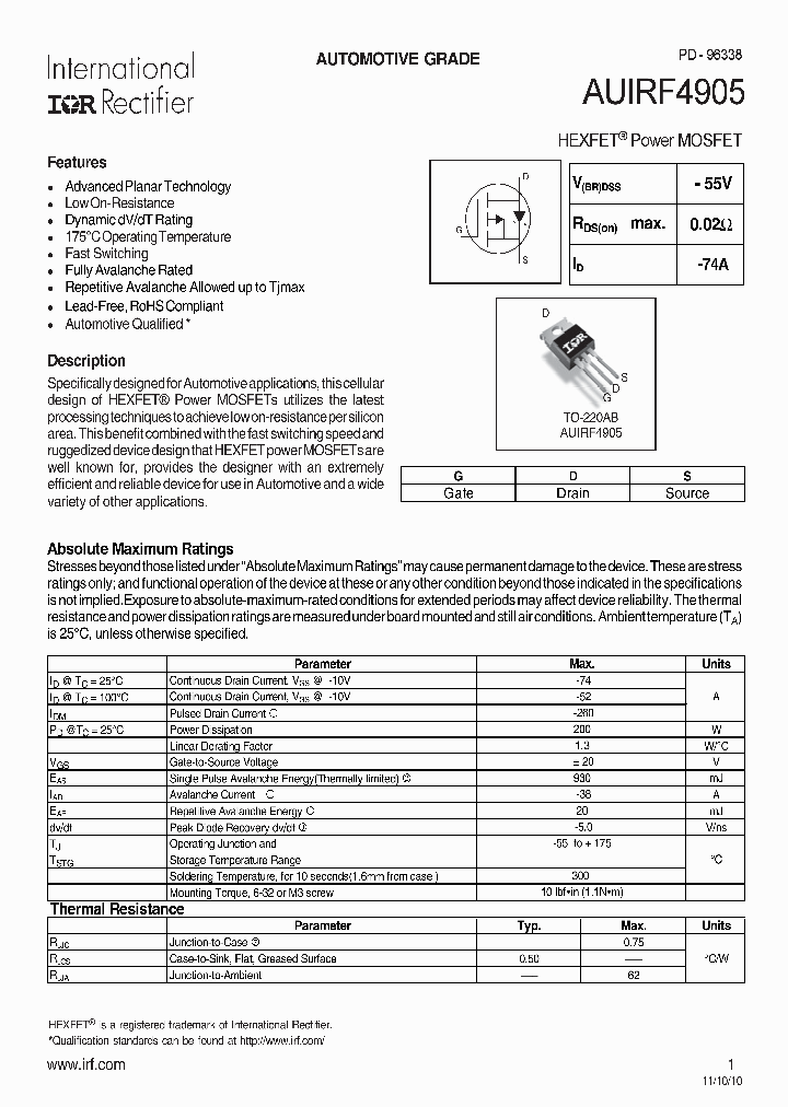 AUIRF4905_7589572.PDF Datasheet