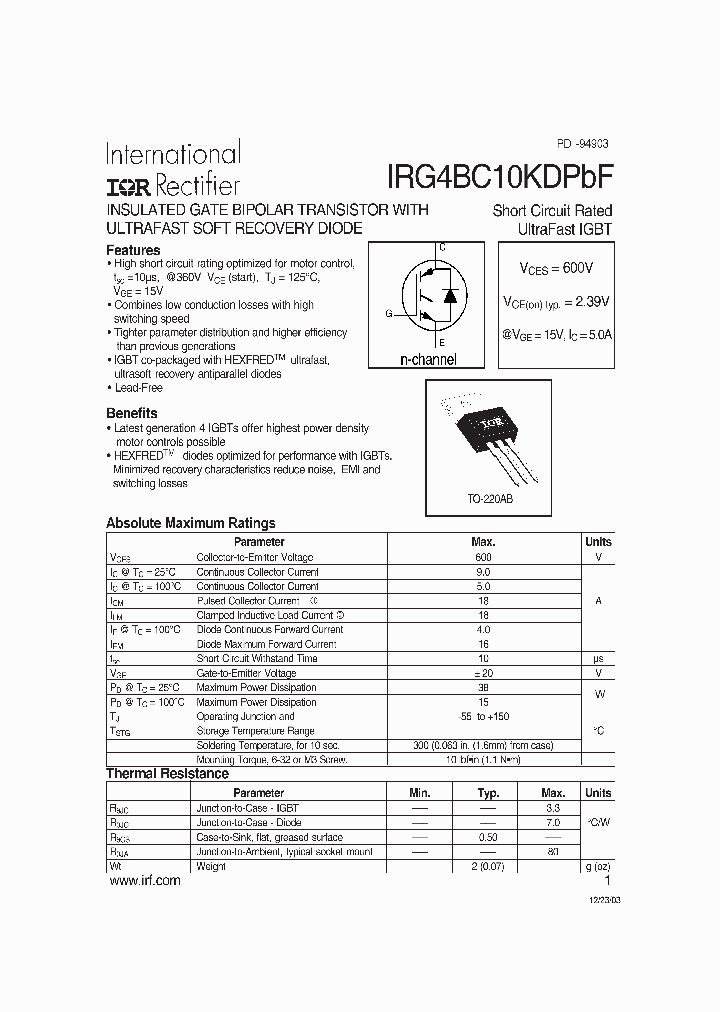 IRG4BC10KPBF_7589815.PDF Datasheet
