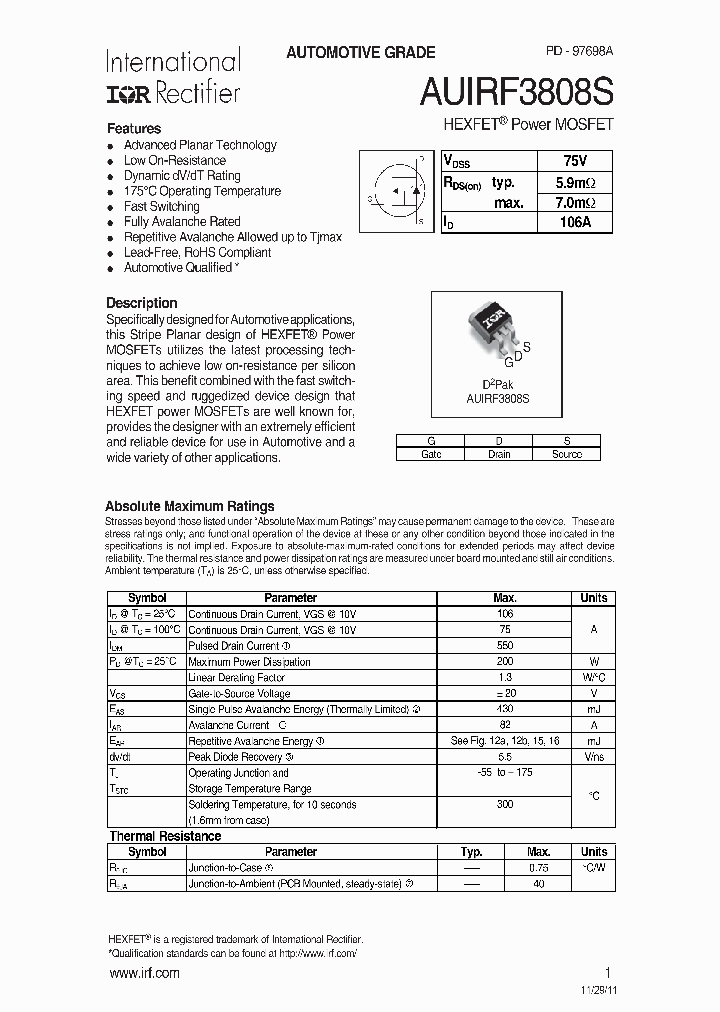 AUIRF3808STRR_7592106.PDF Datasheet