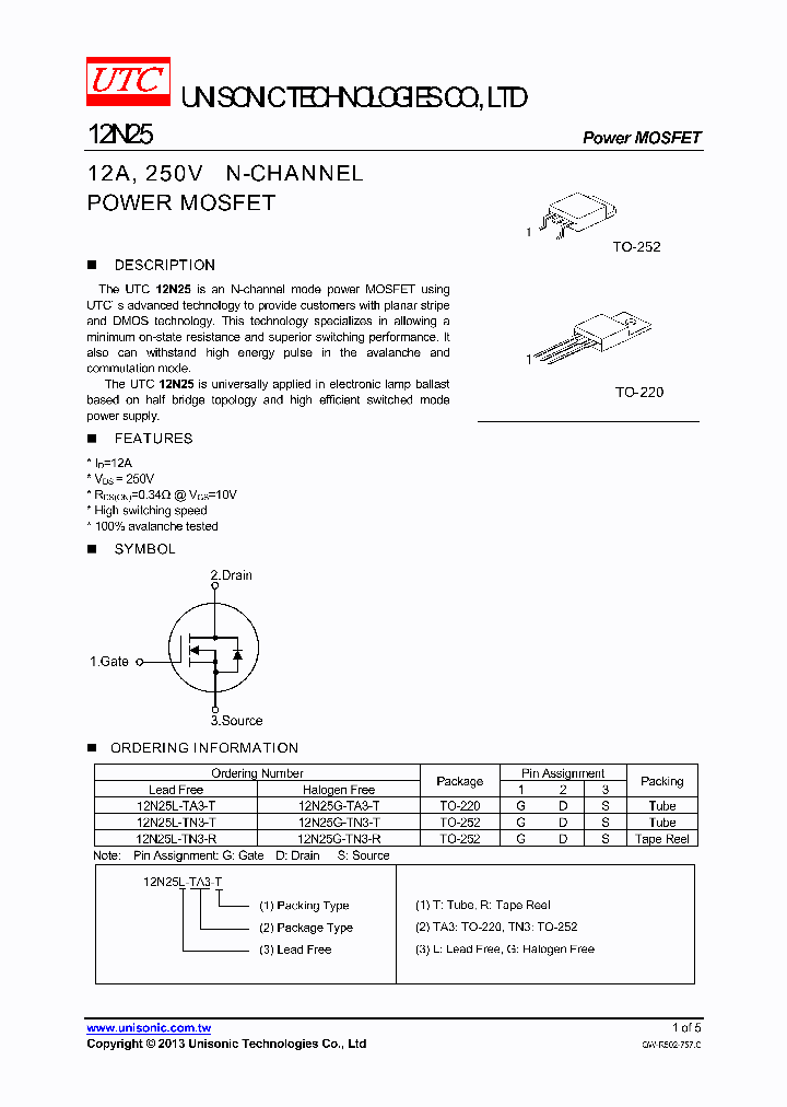 12N25G-TA3-T_7593758.PDF Datasheet