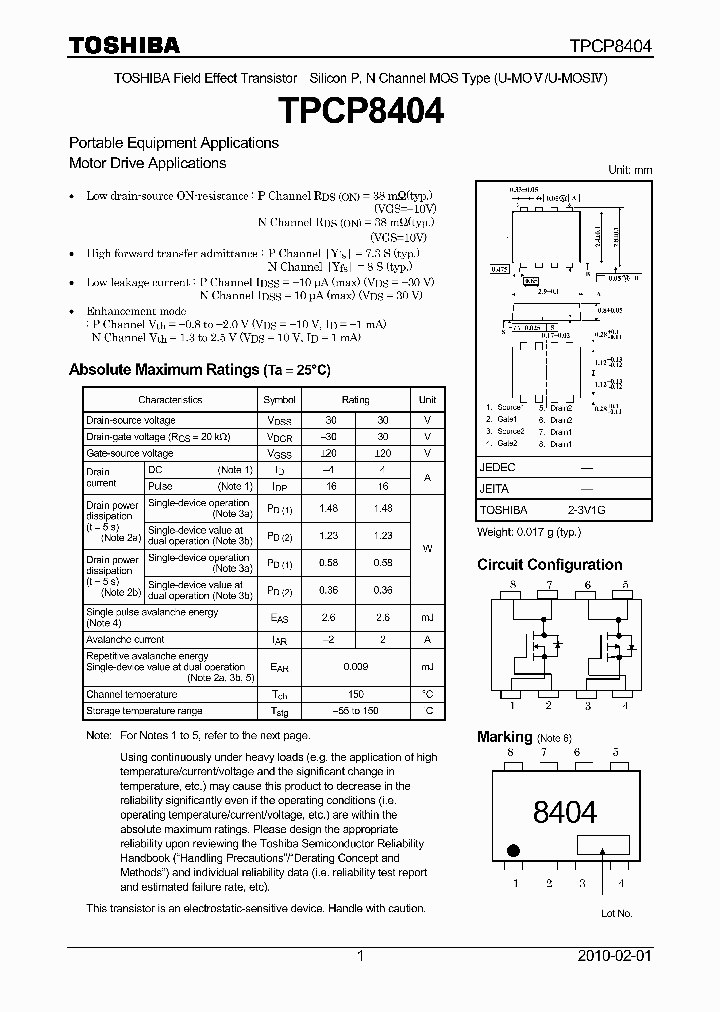 TPCP8404_7596312.PDF Datasheet