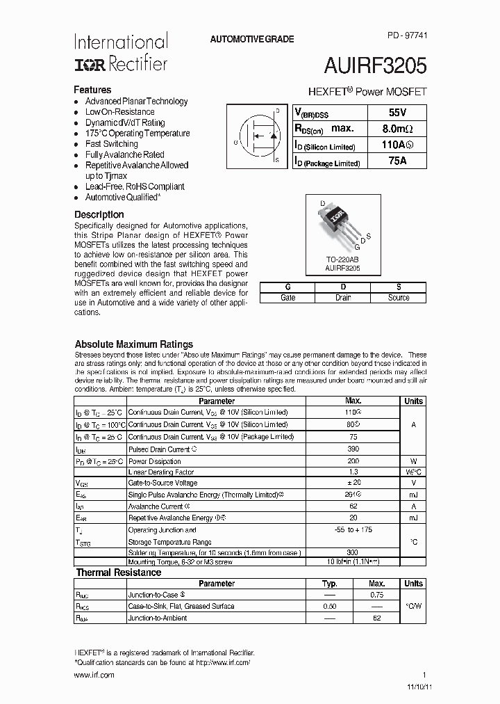 AUIRF3205_7601515.PDF Datasheet