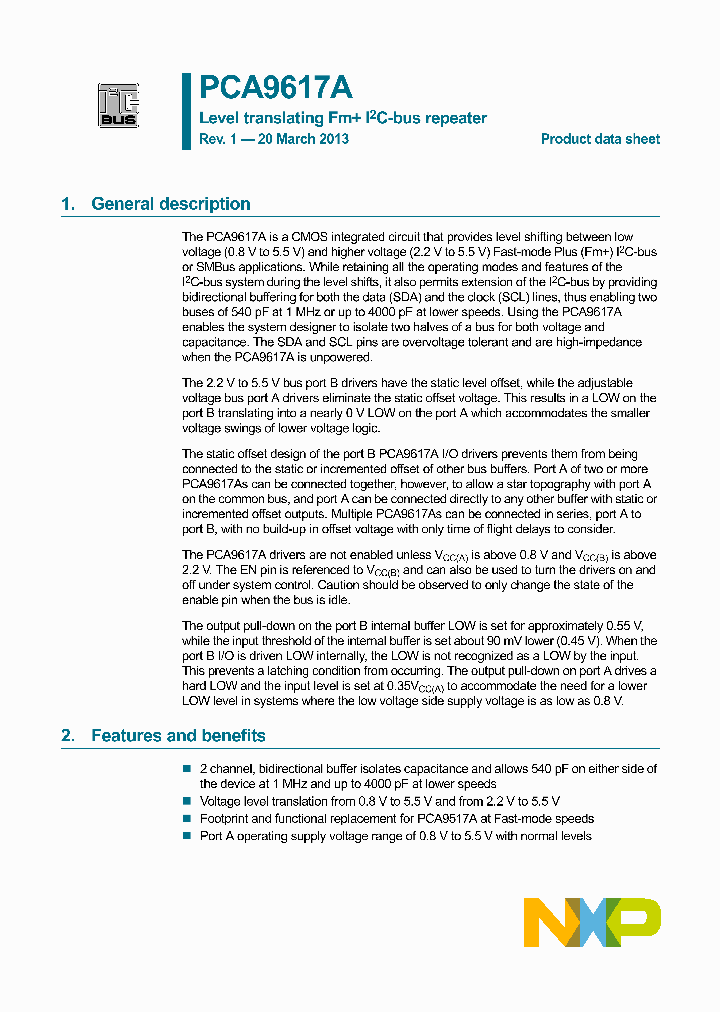 PCA9617A_7602662.PDF Datasheet