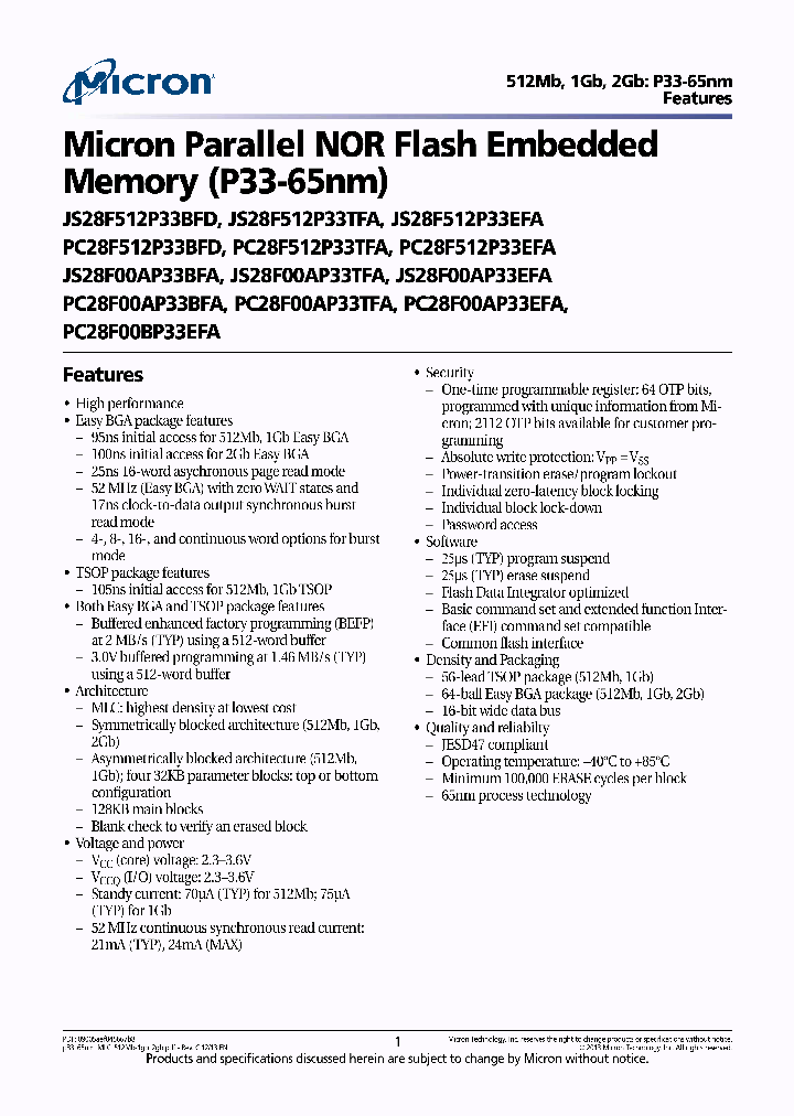 JS28F00AP33BFA_7604111.PDF Datasheet