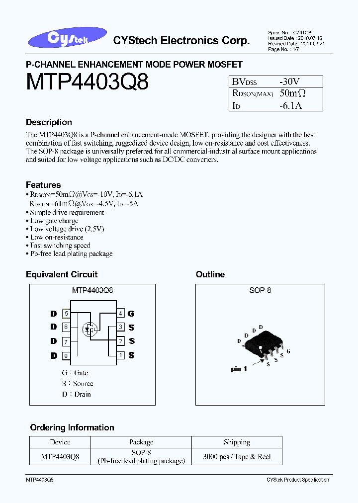 MTP4403Q8_7604688.PDF Datasheet