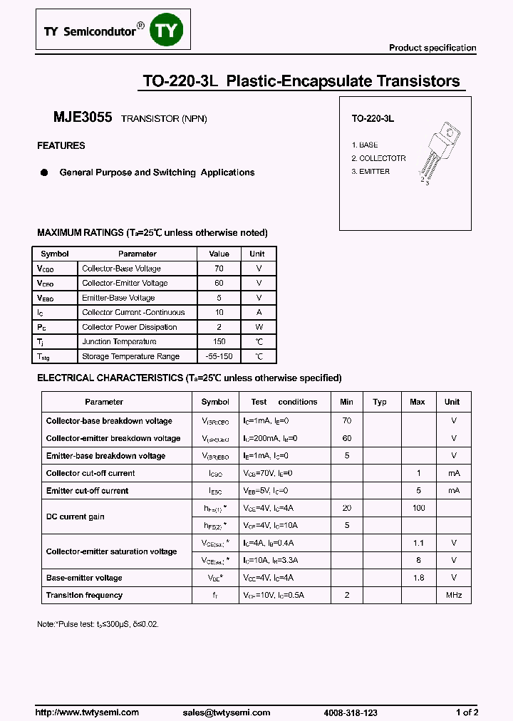MJE3055_7605408.PDF Datasheet