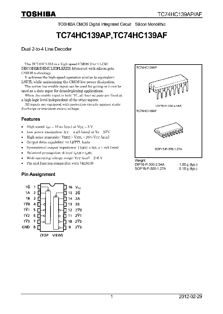 TC74HC139AP_7608235.PDF Datasheet