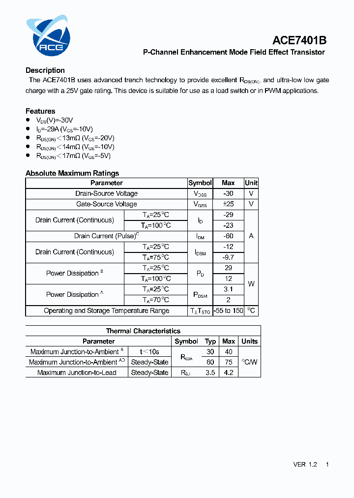 ACE7401B_7613125.PDF Datasheet