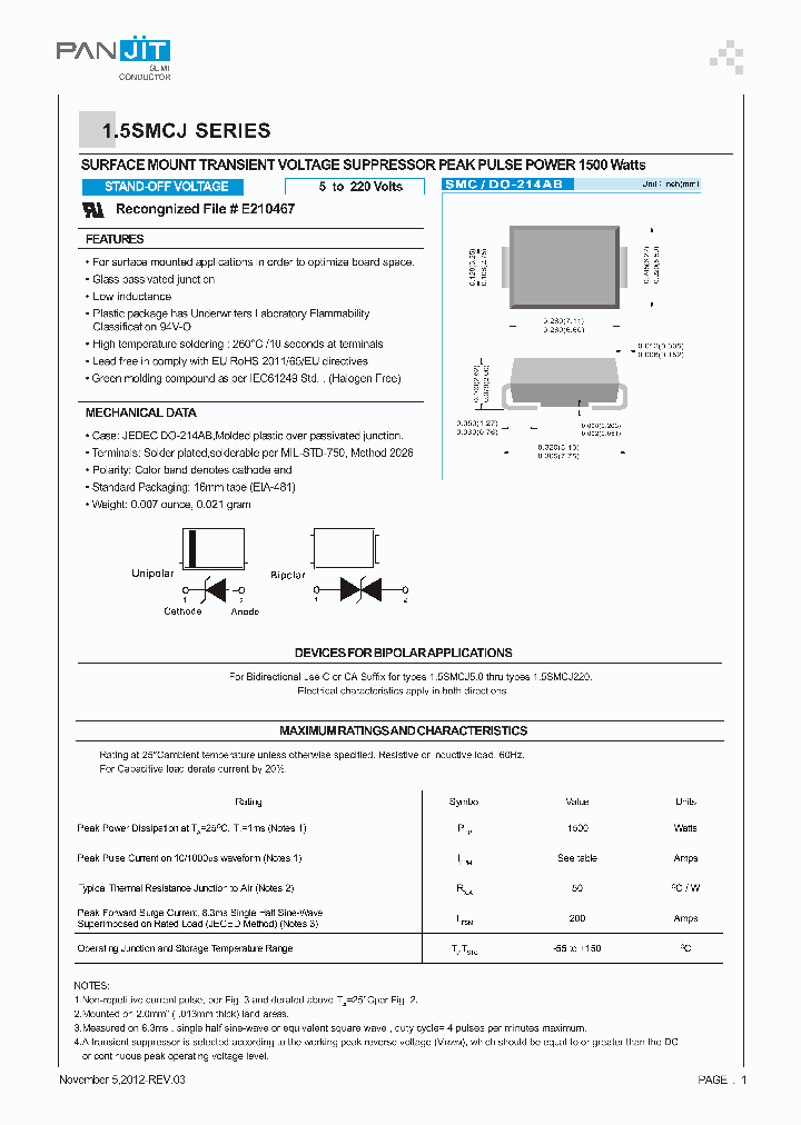 15SMCJSERIES14_7613719.PDF Datasheet