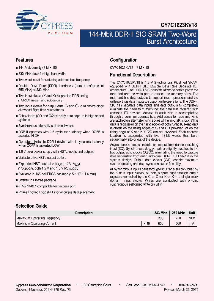 CY7C1623KV18_7614293.PDF Datasheet