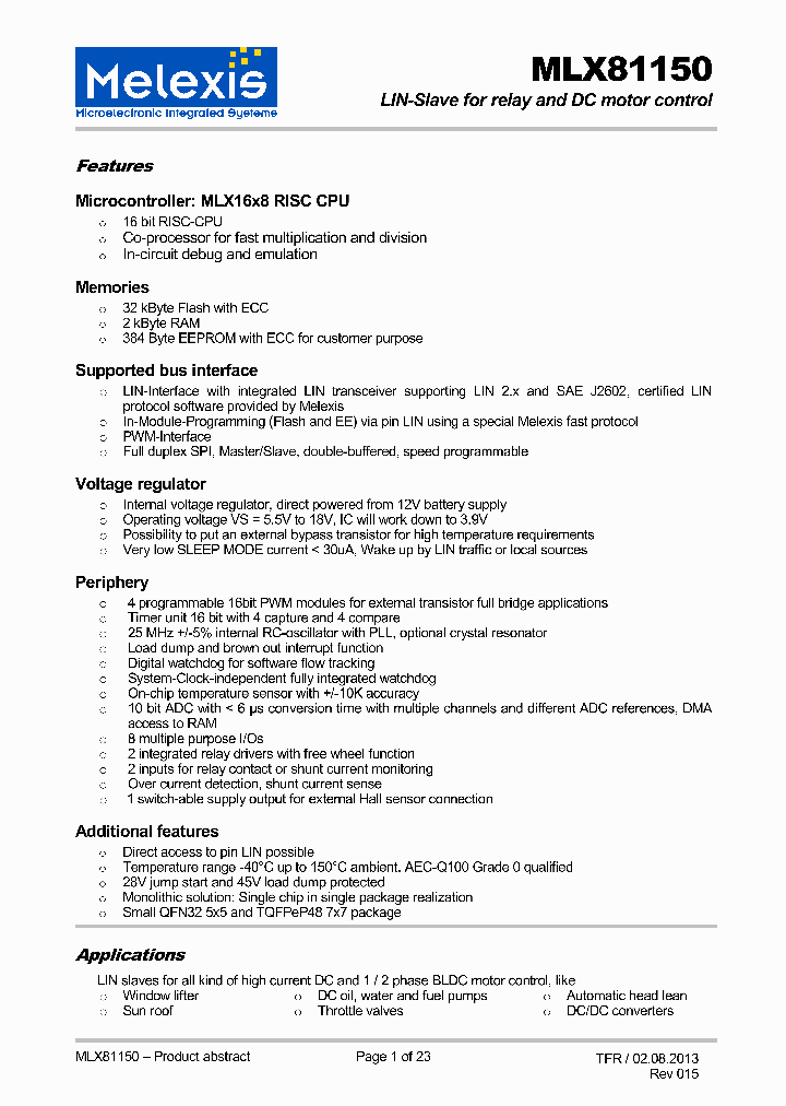 MLX81150_7617208.PDF Datasheet