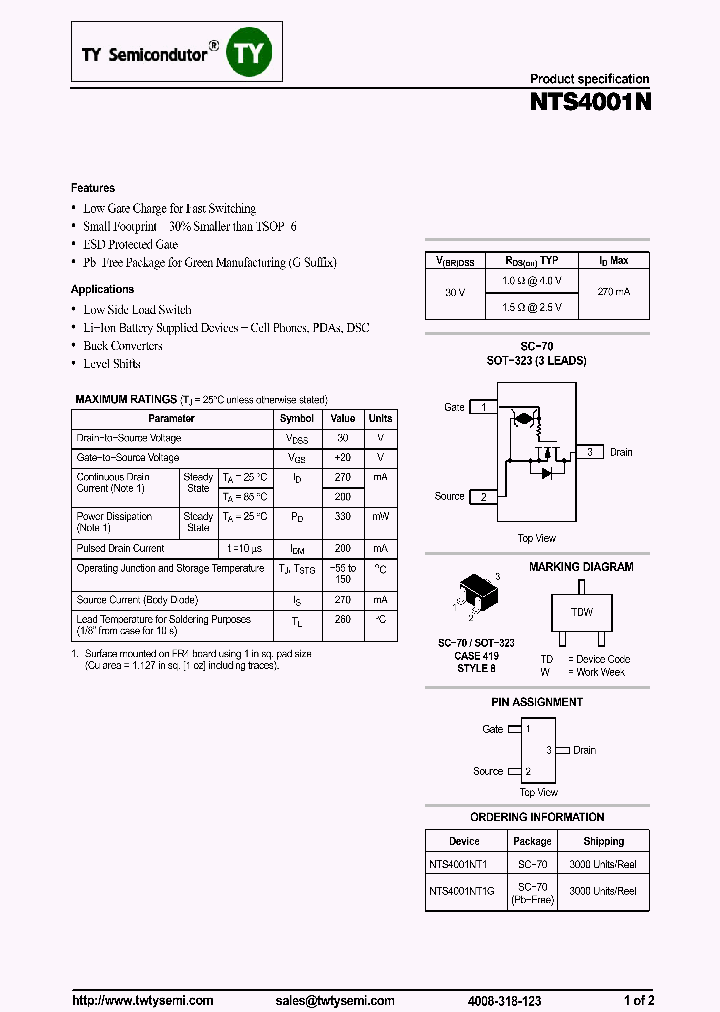 NTS4001NT1G_7617469.PDF Datasheet