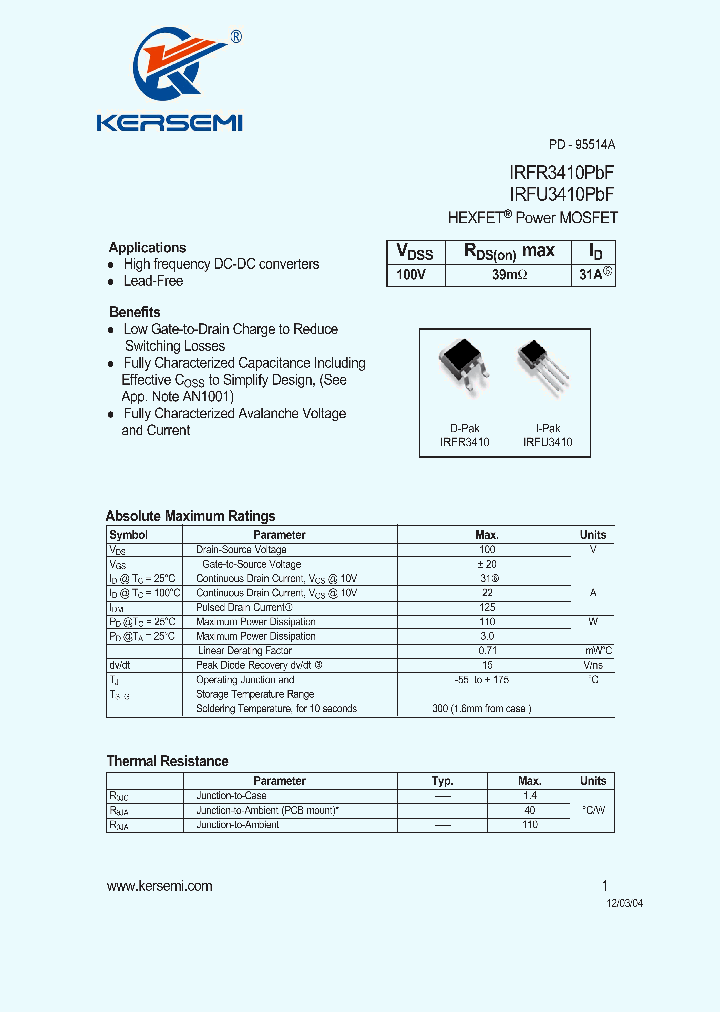 IRFR3410PBF_7622549.PDF Datasheet