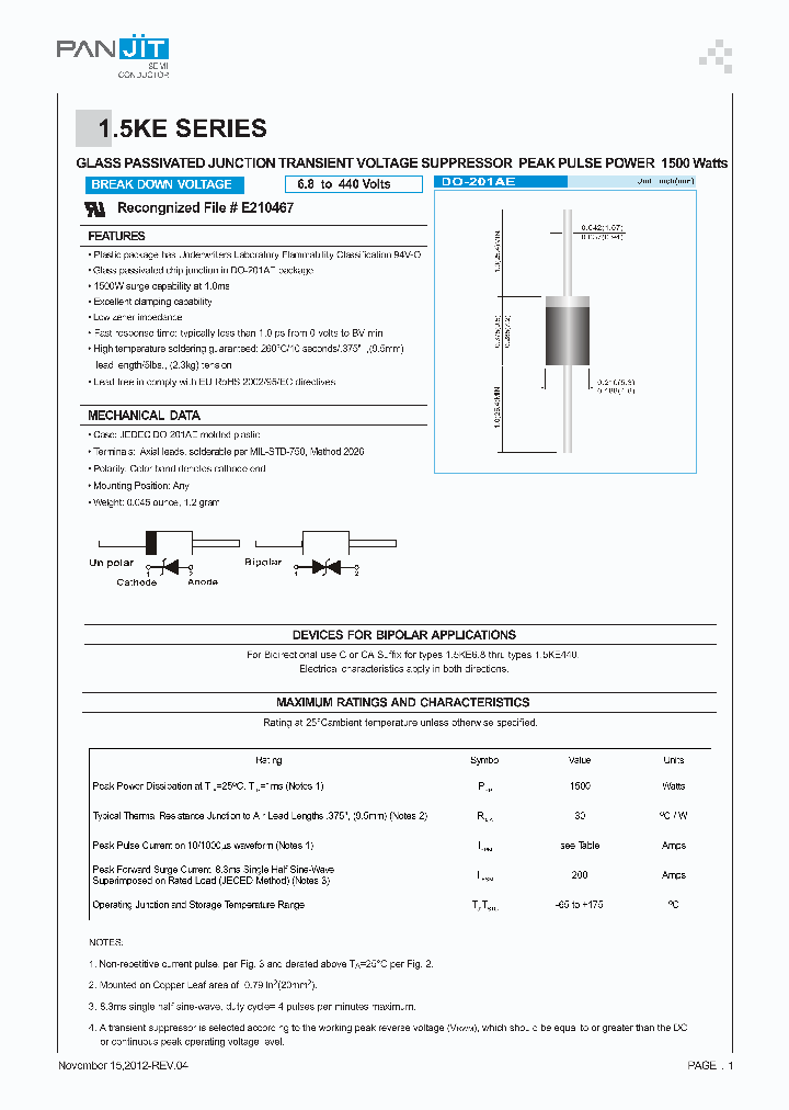 15KE150_7626793.PDF Datasheet