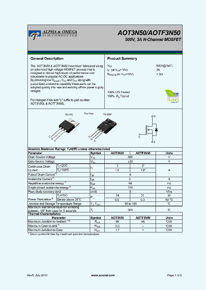 AOT3N5010_7629640.PDF Datasheet