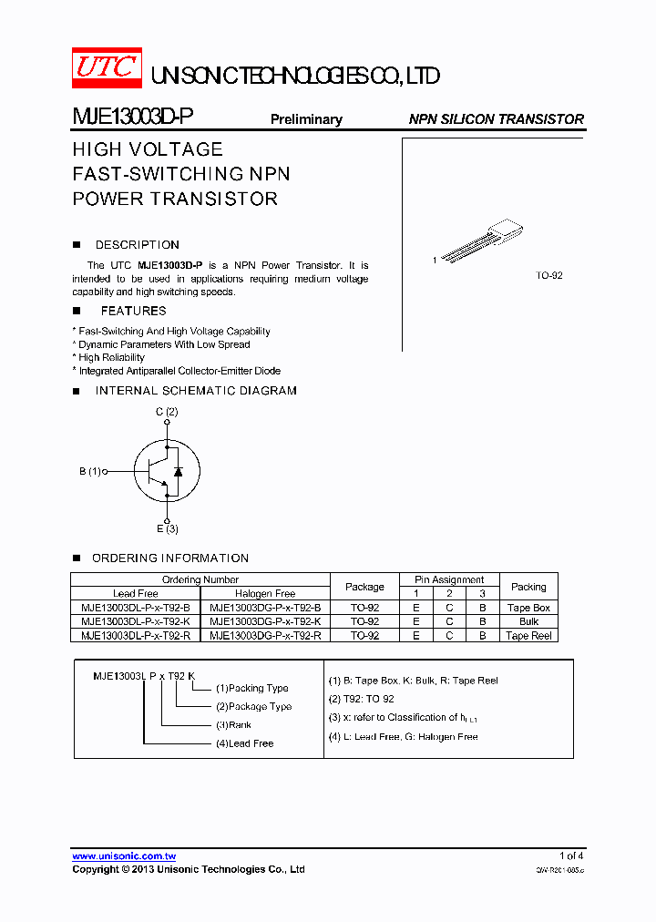 MJE13003D-P_7629695.PDF Datasheet
