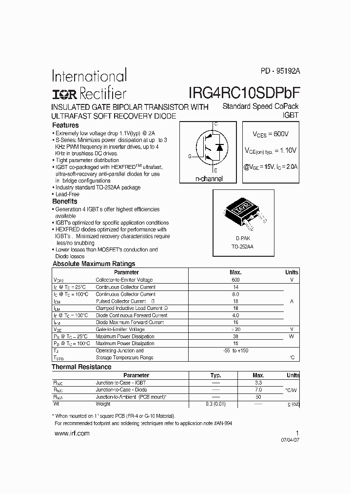 IRG4RC10SDPBF_7631235.PDF Datasheet
