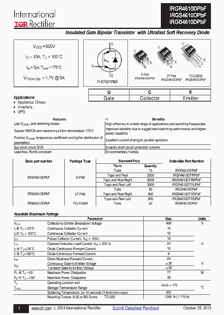 IRGR4610DTRLPBF_7632225.PDF Datasheet