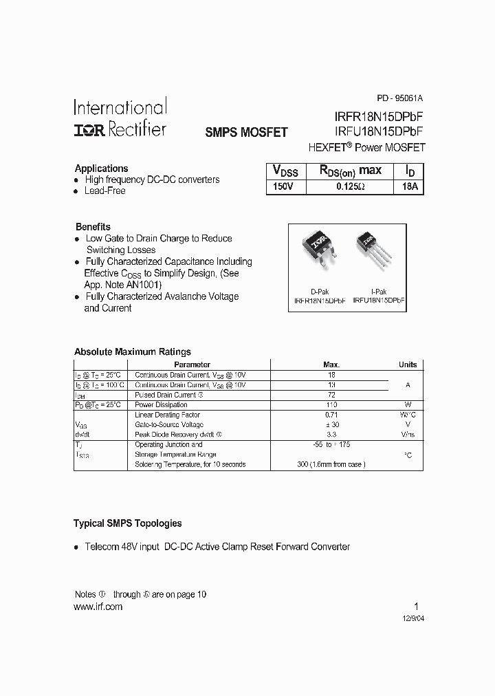 IRFR18N15DPBF_7637438.PDF Datasheet