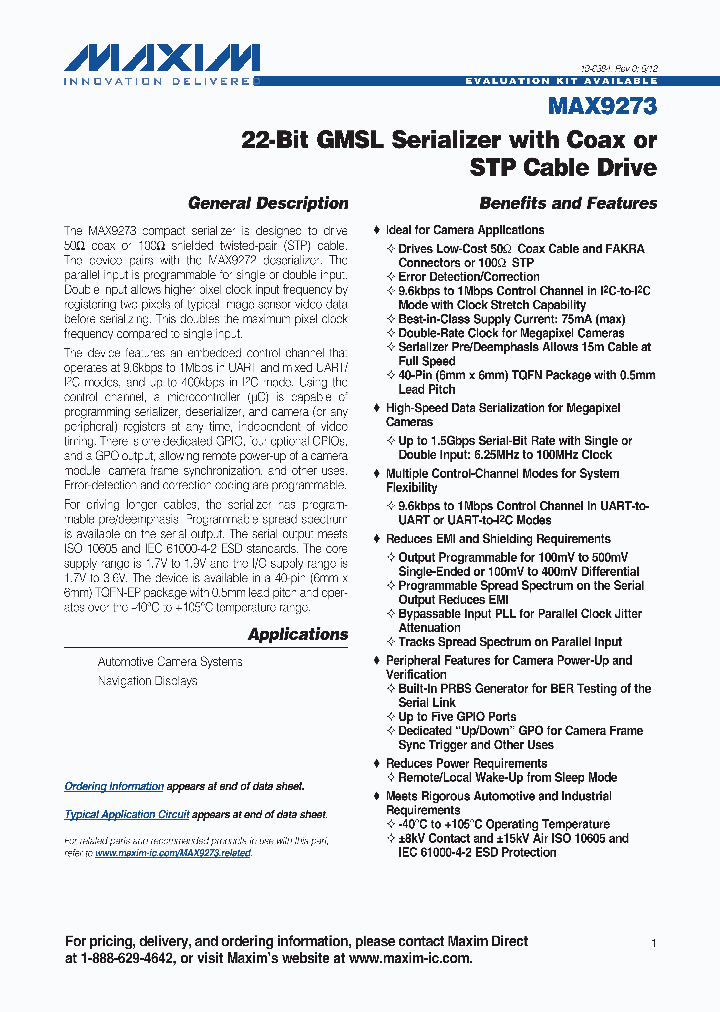 MAX9273_7642082.PDF Datasheet
