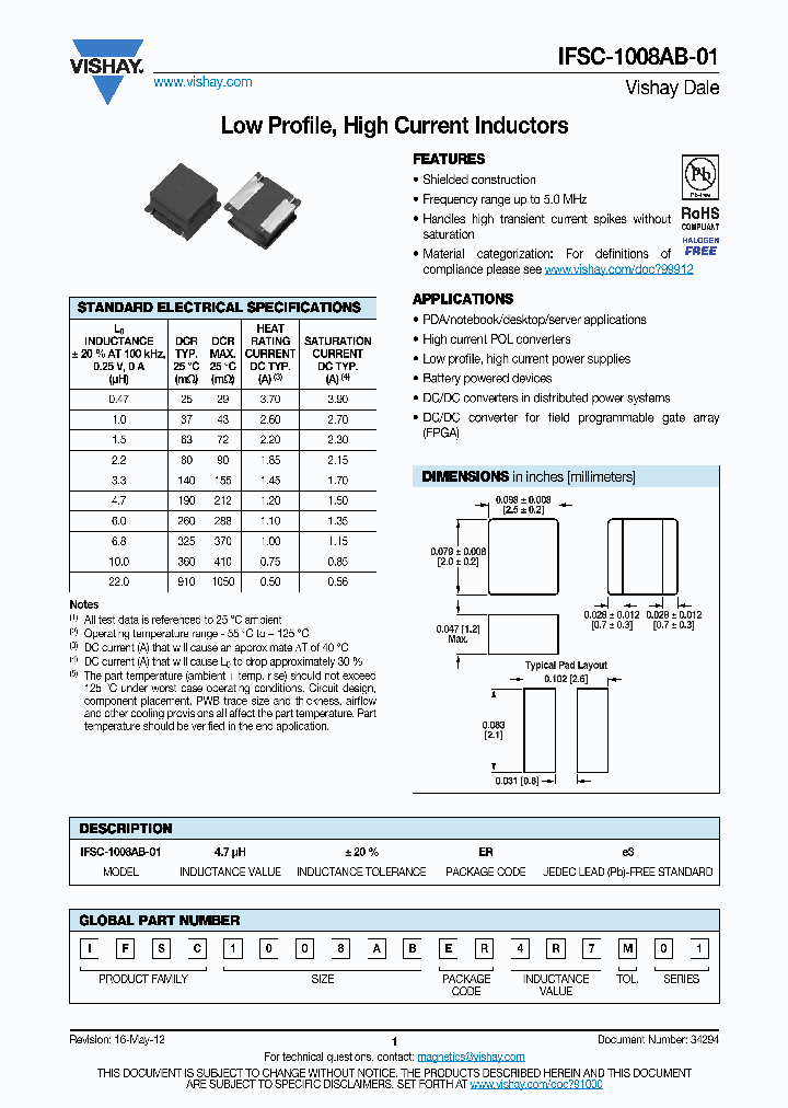 IFSC1008ABER1R0M01_7642724.PDF Datasheet