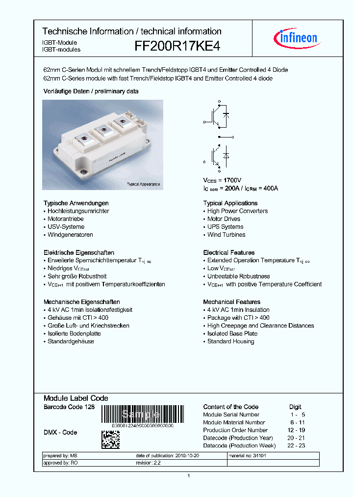 FF200R17KE4_7643367.PDF Datasheet