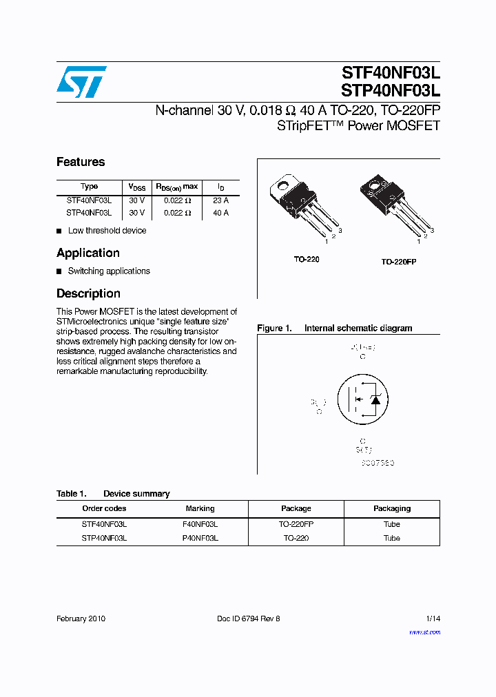 STP40NF03L_7646818.PDF Datasheet