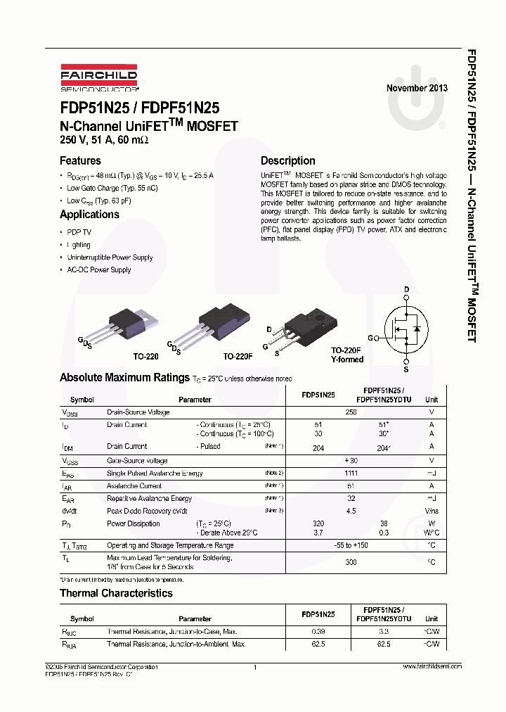 FDPF51N25_7647132.PDF Datasheet