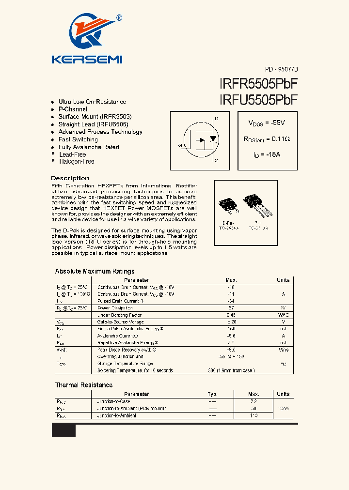 IRFR5505TRL_7650738.PDF Datasheet