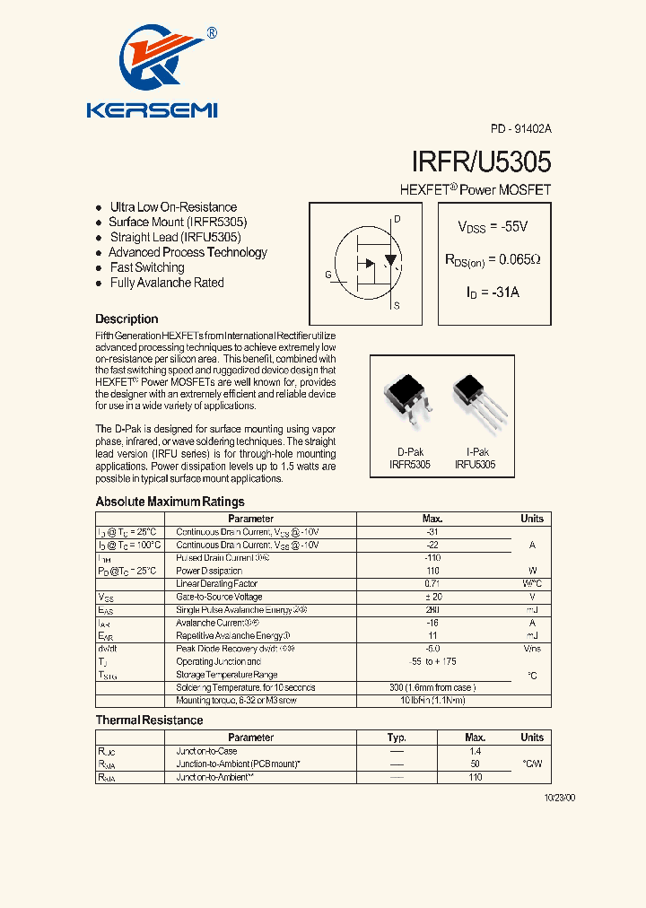 IRFR5305_7652284.PDF Datasheet