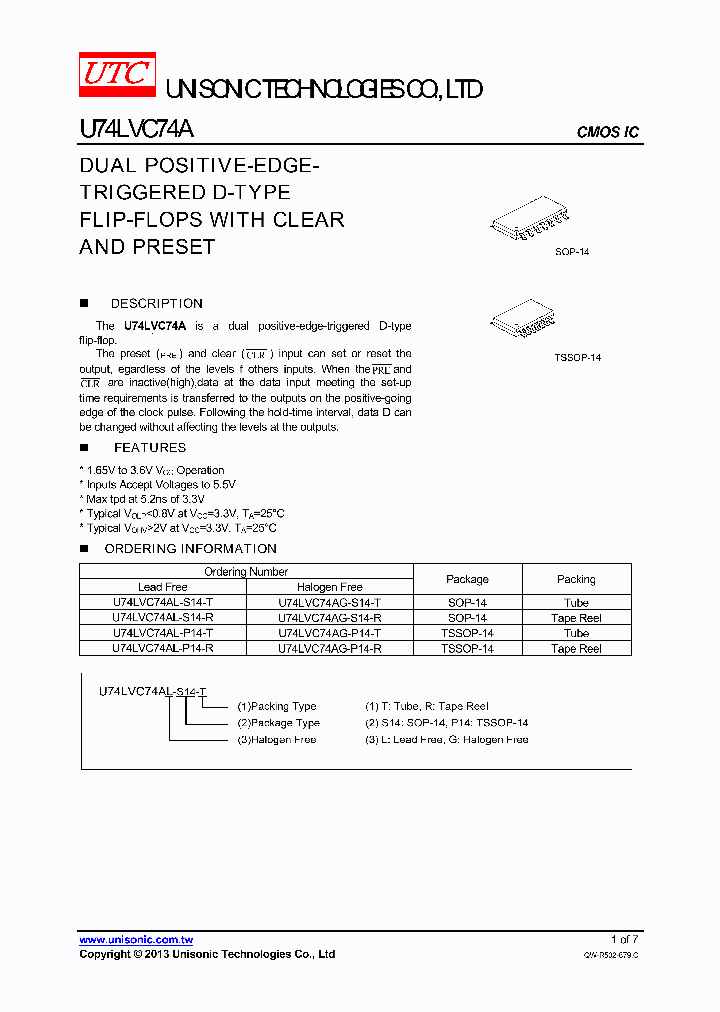 U74LVC74AL-P14-R_7655417.PDF Datasheet