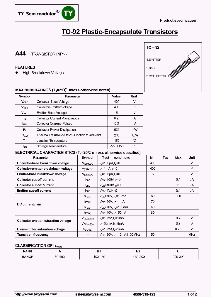A44-TO92_7656184.PDF Datasheet